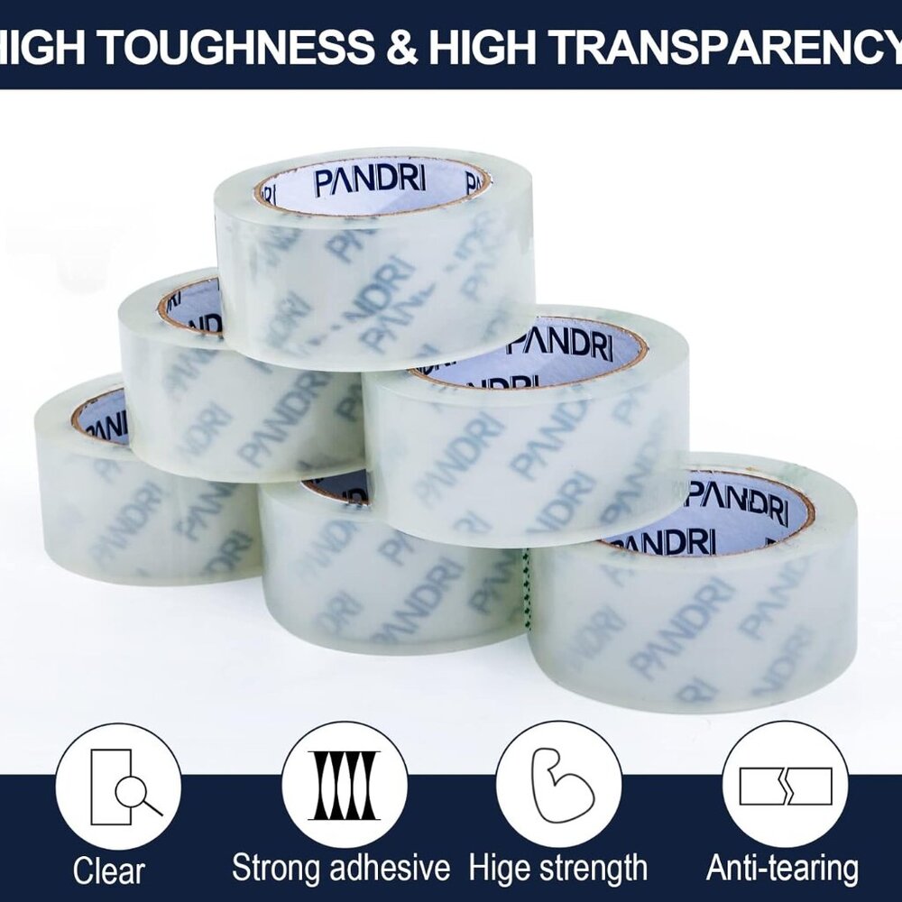 PANDRI Clear Packing Tape, 6 Rolls Heavy Duty Packaging Tape for Shipping